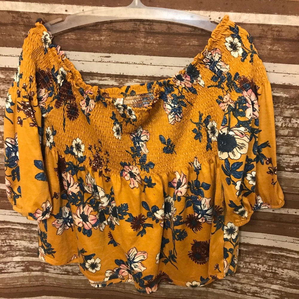 Off the shoulder three quarter sleeve top
